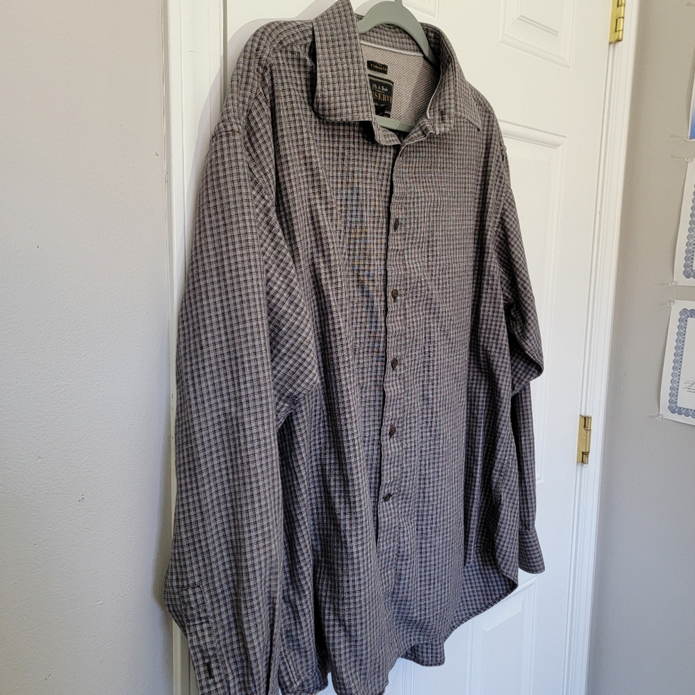 Jos A Bank Reserve Cashmere Silk Blend Blue Brown Plaid Button Down Shirt XL - Picture 4 of 9